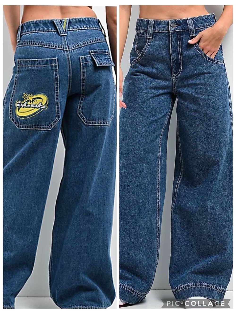 A.LAB Analog Blue Rave Skater Wide Leg Jeans size 8